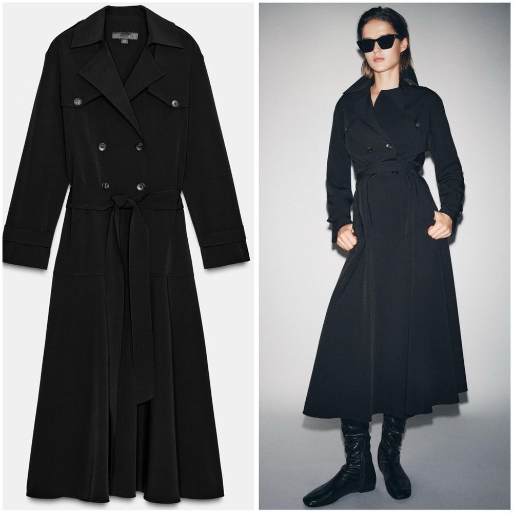 ZARA ZW COLLECTION TRENCH MIDI DRESS - Picture 2 of 10